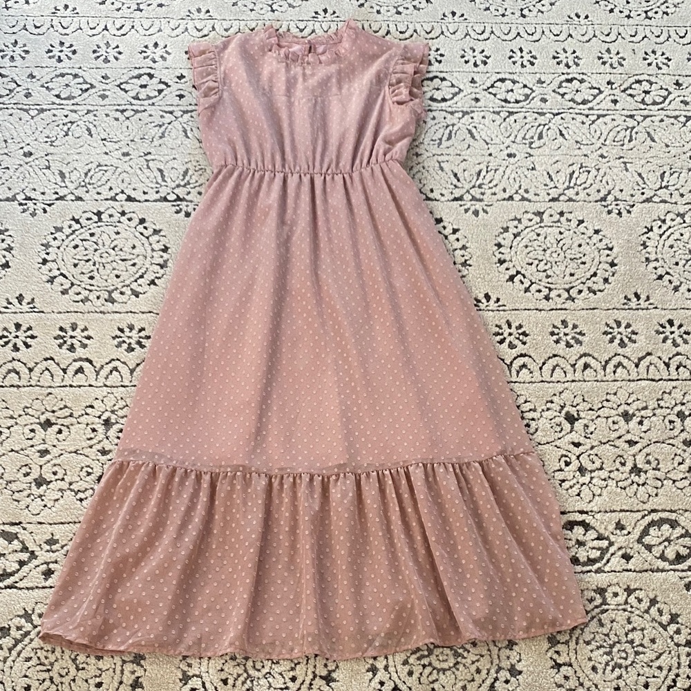 SHEIN Dusty Pink Ruffle Sleeve Dress
